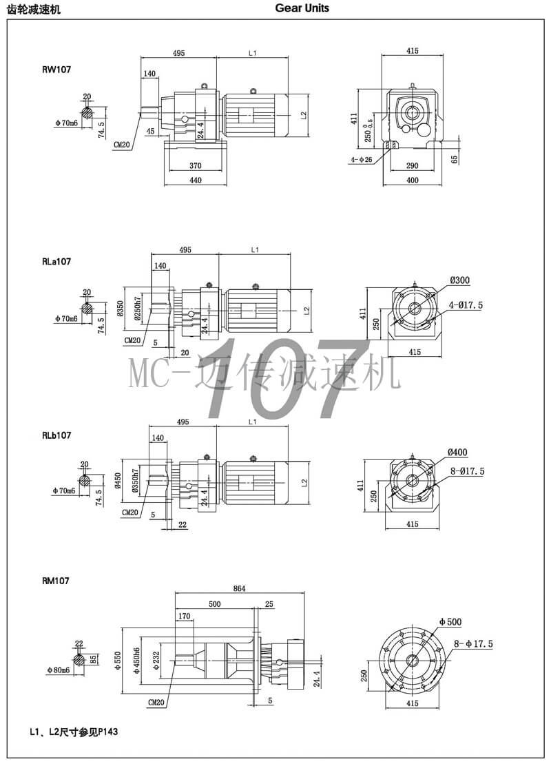 R107減速機(jī)參數(shù)圖紙-邁傳減速機(jī)